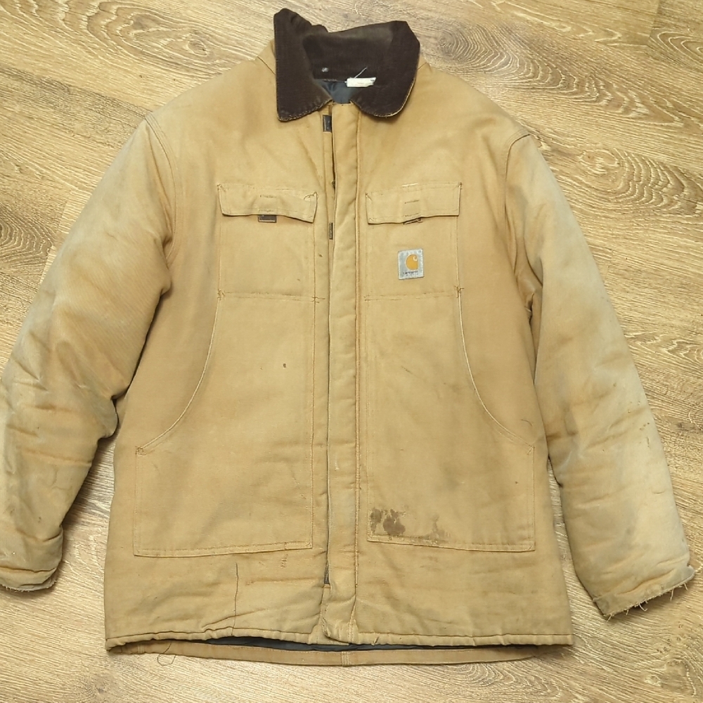 Vintage Carhartt Tan Jacket with Brown Collar